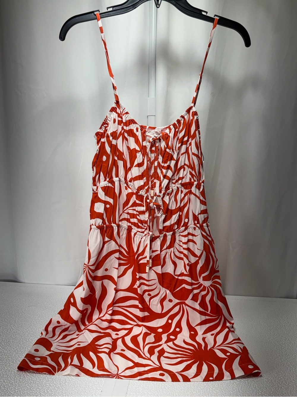 Sanctuary Orange & White Printed Spaghetti-Strap Mini Dress 4479